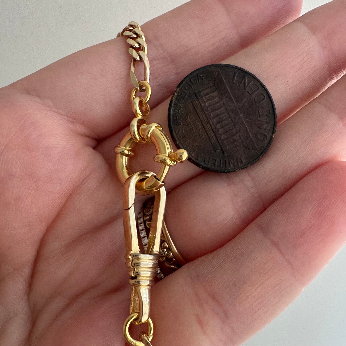 reimagined V I N T A G E // modern day watch chain / re-worked gold over sterling silver three-to-one figaro chain / 24.25", 16g