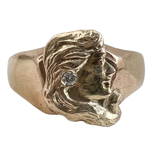 reimagined V I N T A G E // fancy femme / 10k and diamond stick pin conversion ring / size 8.25