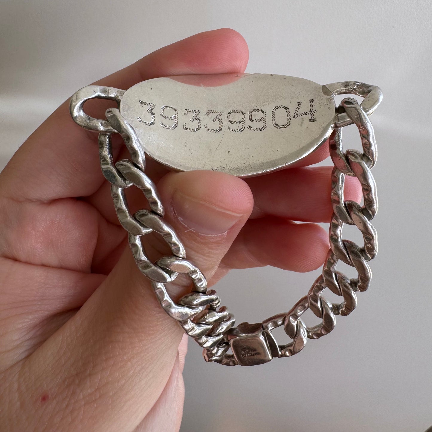 V I N T A G E // timeless ID / mid century sterling silver oval ID bracelet / 7.75", 37g