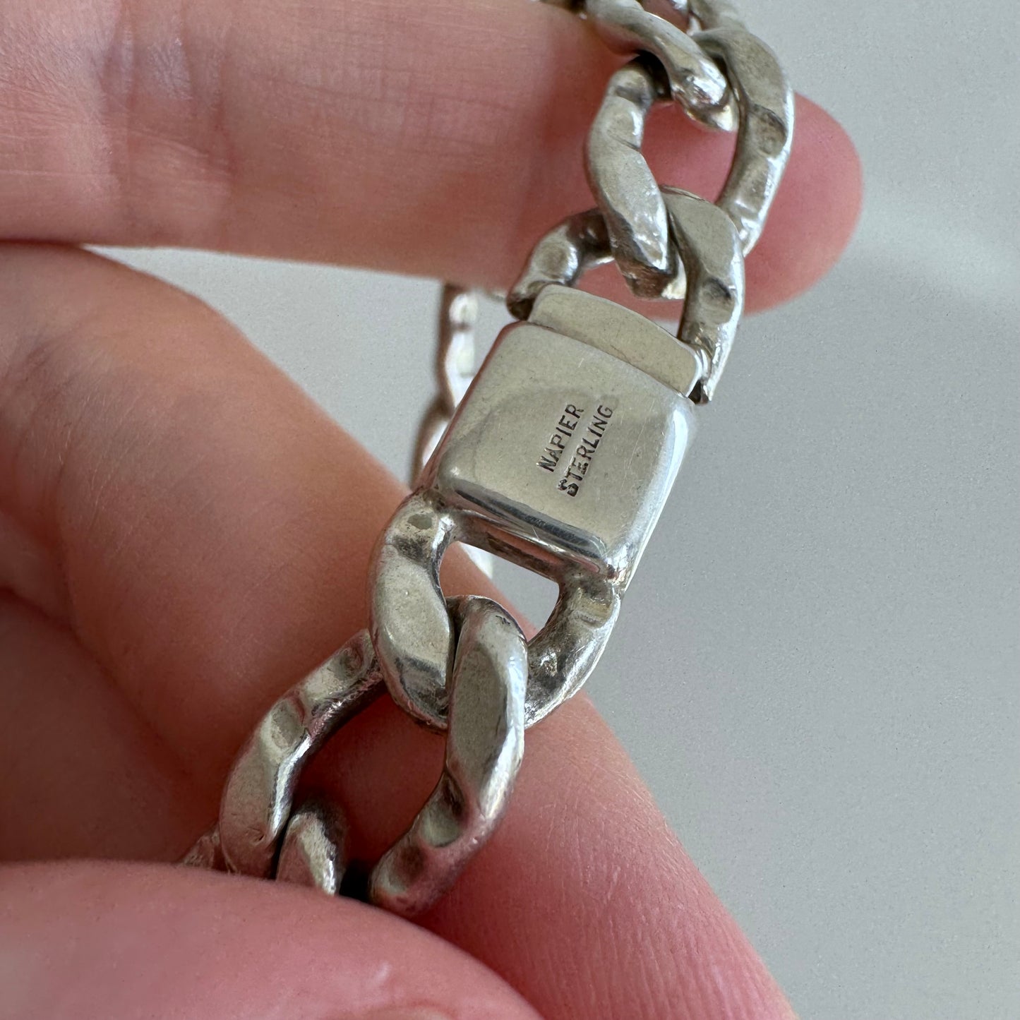 V I N T A G E // timeless ID / mid century sterling silver oval ID bracelet / 7.75", 37g