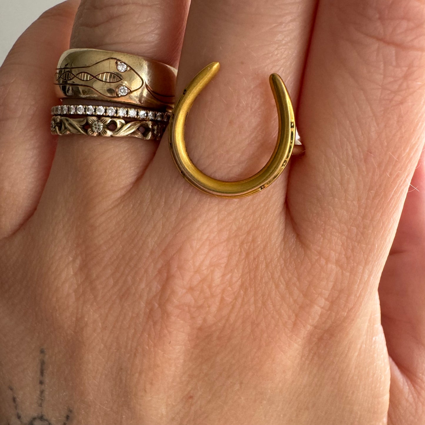 reimagined A N T I Q U E // timeless luck / 10k yellow gold horseshoe conversion ring / size 7.25