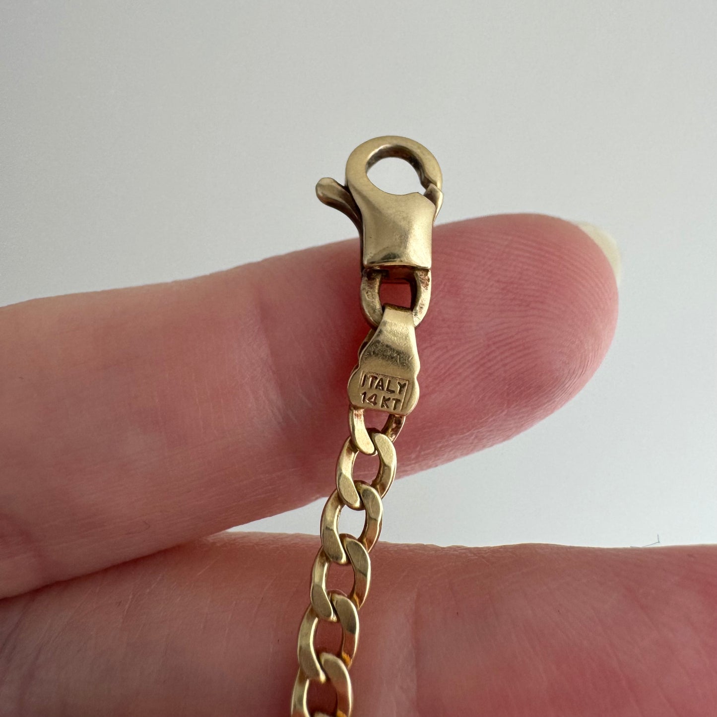 V I N T A G E // sassy curb / 14k yellow gold flat curb link with diamond shape stations / bracelet or anklet / just over 9.5", 6.6g