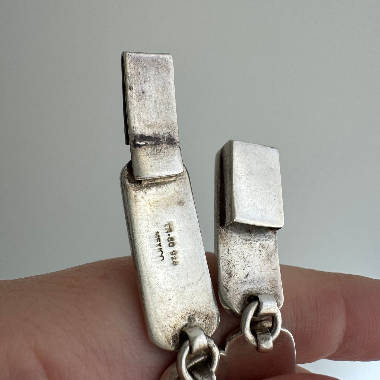 V I N T A G E // big cat links / designer inspired sterling silver and brass panther link bracelet / ~7.75", 35.1g