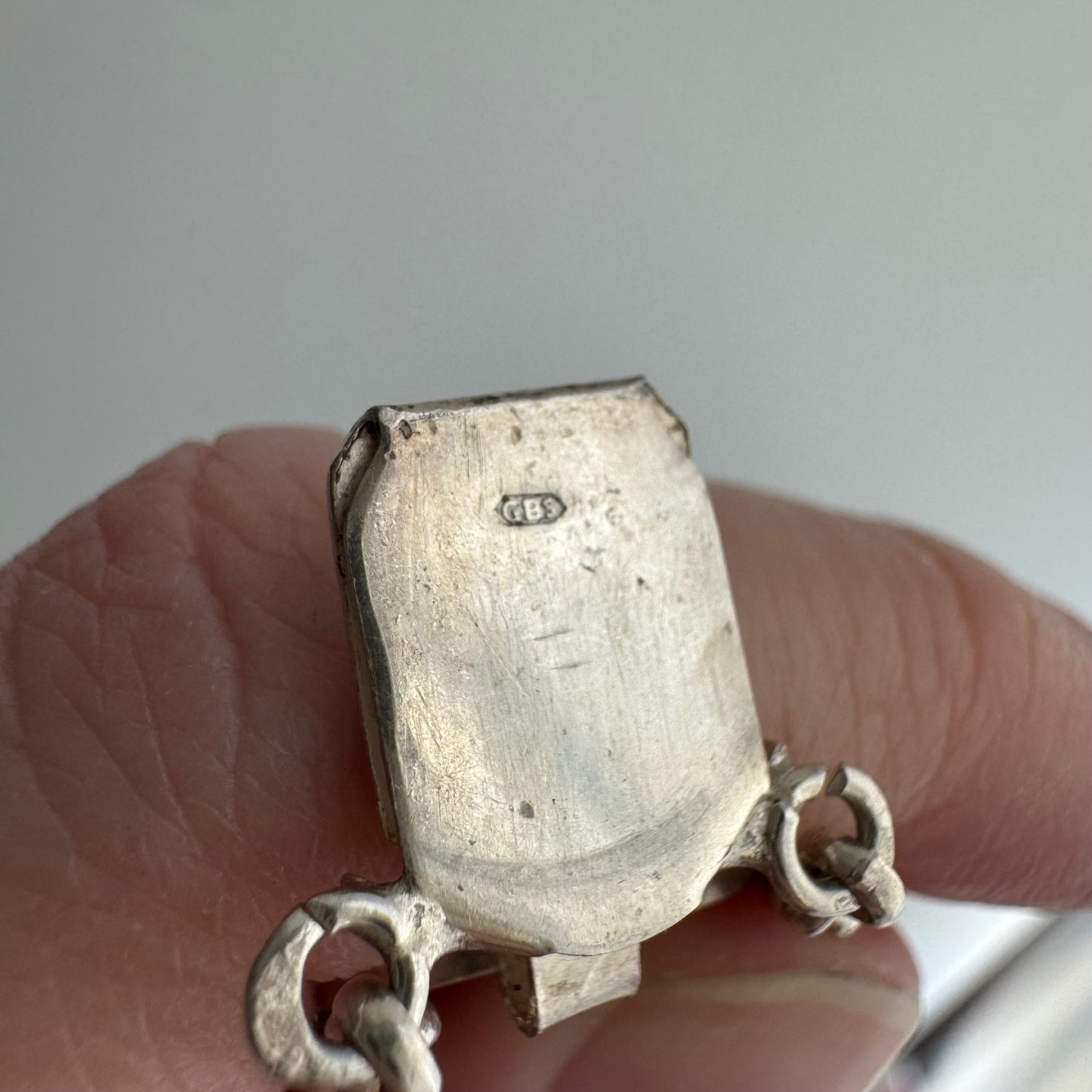 V I N T A G E // many many moons / eastern European 835 silver crescent moon filigree link flat chain bracelet / 7.75", 25g