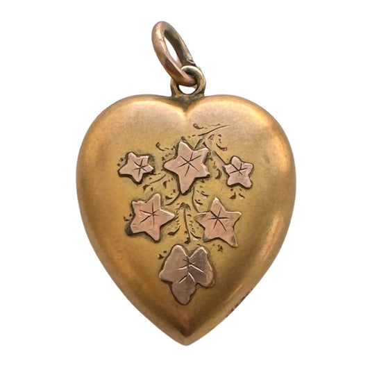 A N T I Q U E // star ivy love / 9k puffy heart with star ivy vines / a pendant or charm