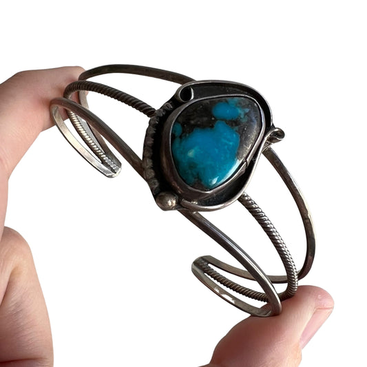 V I N T A G E // turquoise picture / sterling silver and turquoise southwestern style cuff / a bracelet