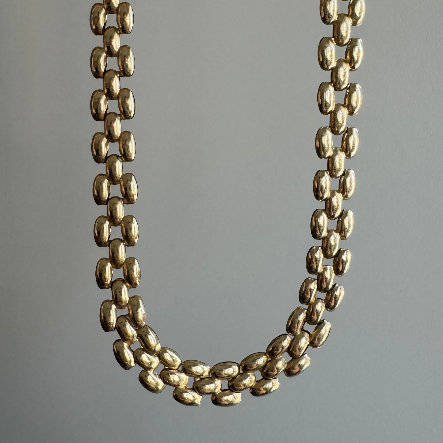P R E - L O V E D // like a panther / 10k yellow gold puffy panther link necklace / 17", 8g