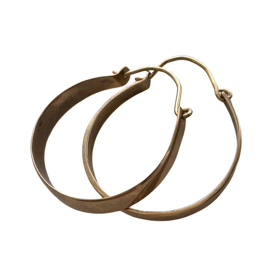 reimagined A N T I Q U E // committed hoops / 14k rosy gold wedding band round hoop earrings / 1 inch