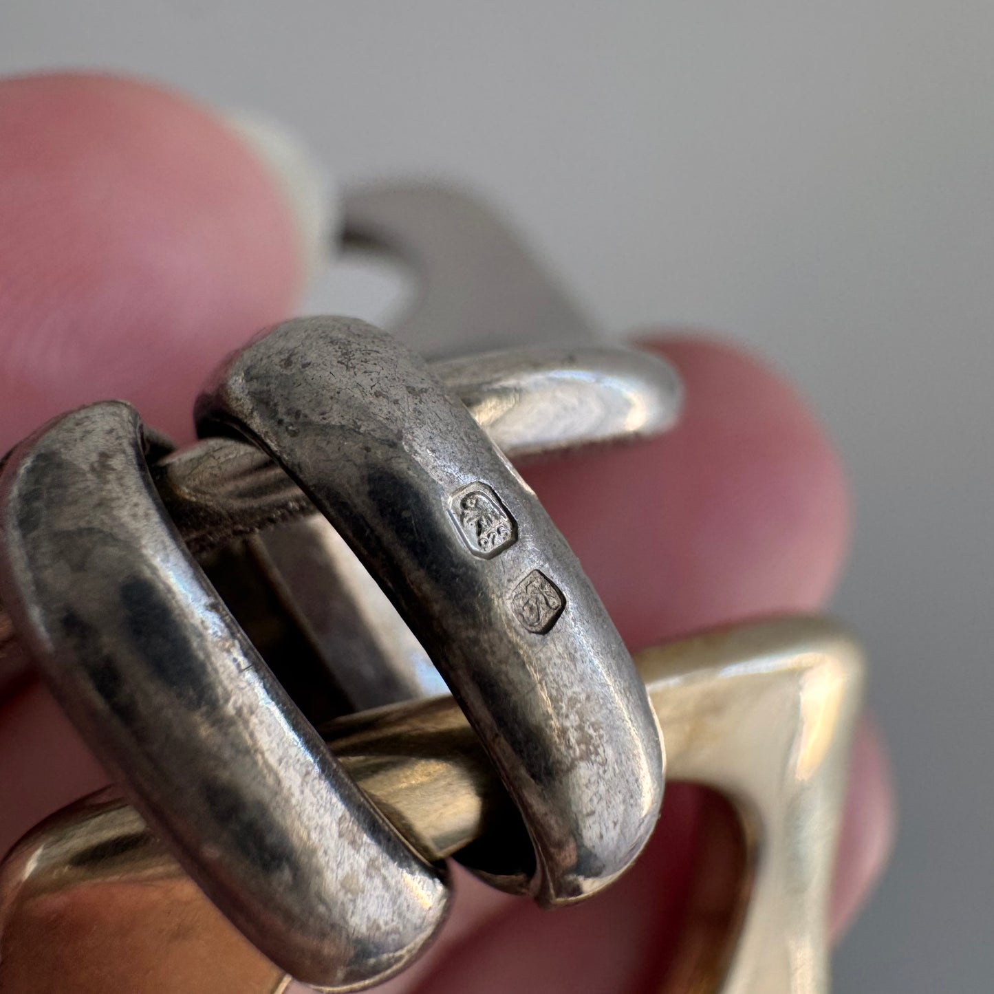 V I N T A G E // pull tab links / sterling silver two tone fancy link bracelet / 8", 33.1g