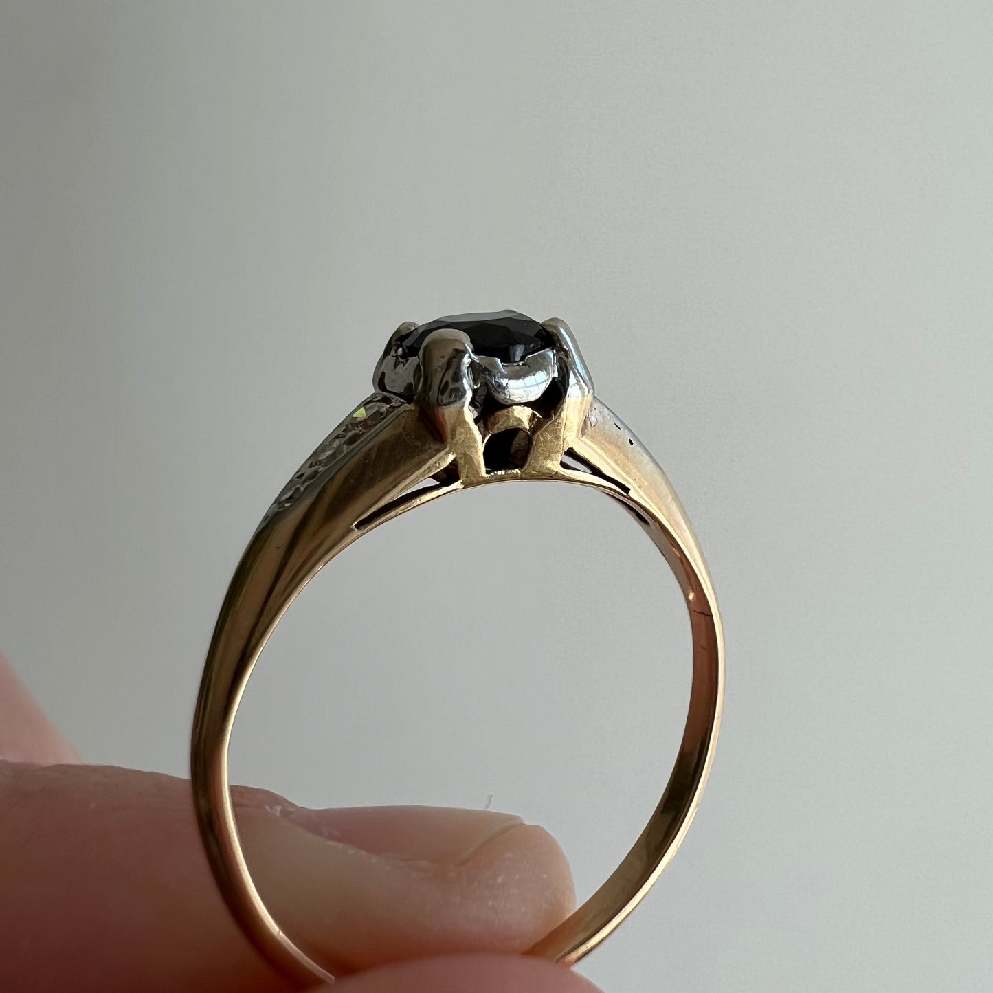 reimagined V I N T A G E // of light and dark / 14k white and yellow gold with onyx and diamonds / size 6