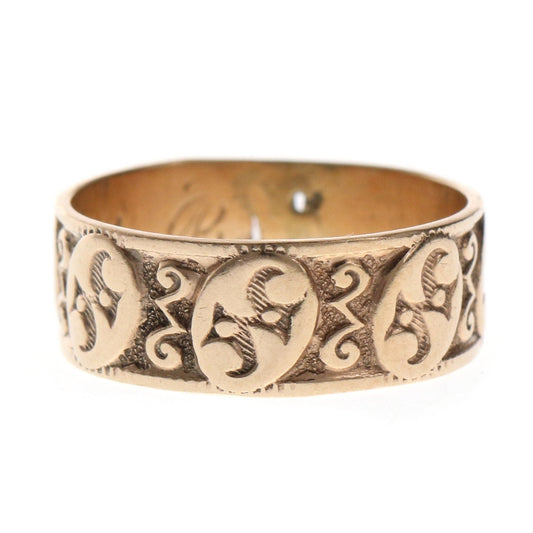 V I N T A G E // engraved patterned wedding band / 10k rose gold eternity ring / size 5.25