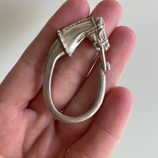 V I N T A G E // horse play / sterling silver oversized carabiner / key ring clip connector charm holder