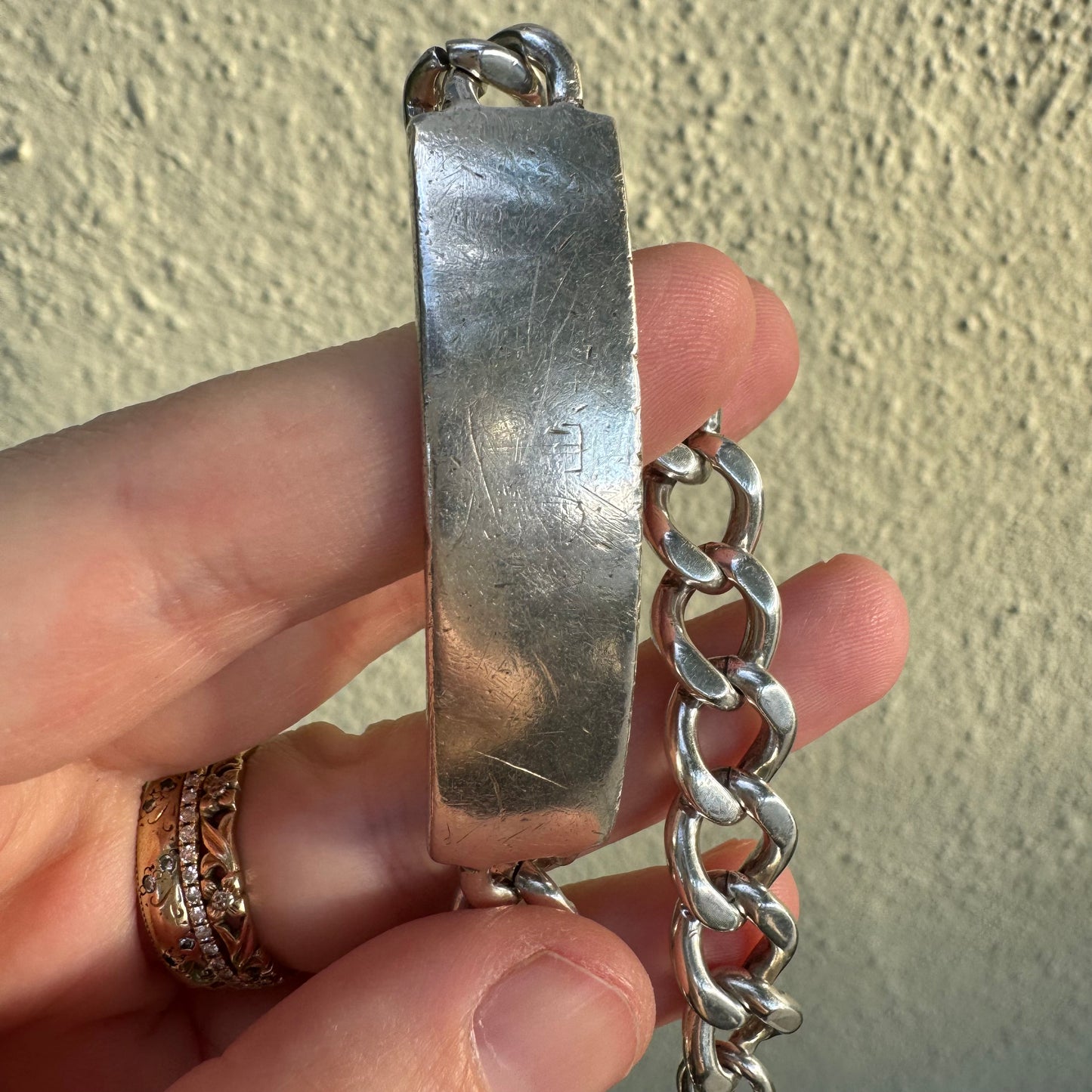 V I N T A G E // timeless ID / mid century sterling silver rectangular ID bracelet / 9.5" --> 7"