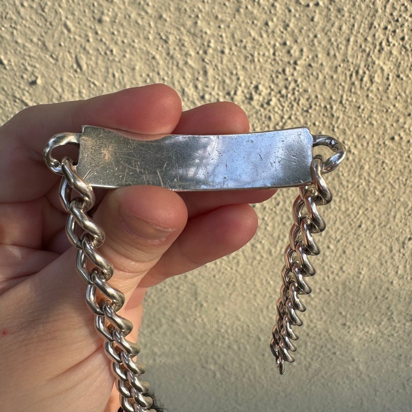 V I N T A G E // timeless ID / mid century sterling silver rectangular ID bracelet / 9.5" --> 7"