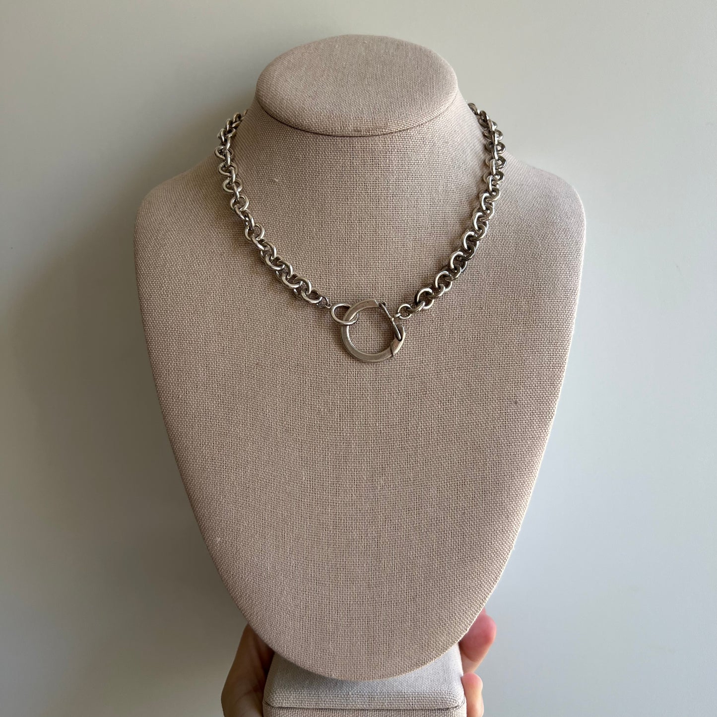V I N T A G E // all linked up / chunky vintage sterling silver chain with a freshly added sterling silver clasp/connector/pendant holder / ~16.5" / 53g