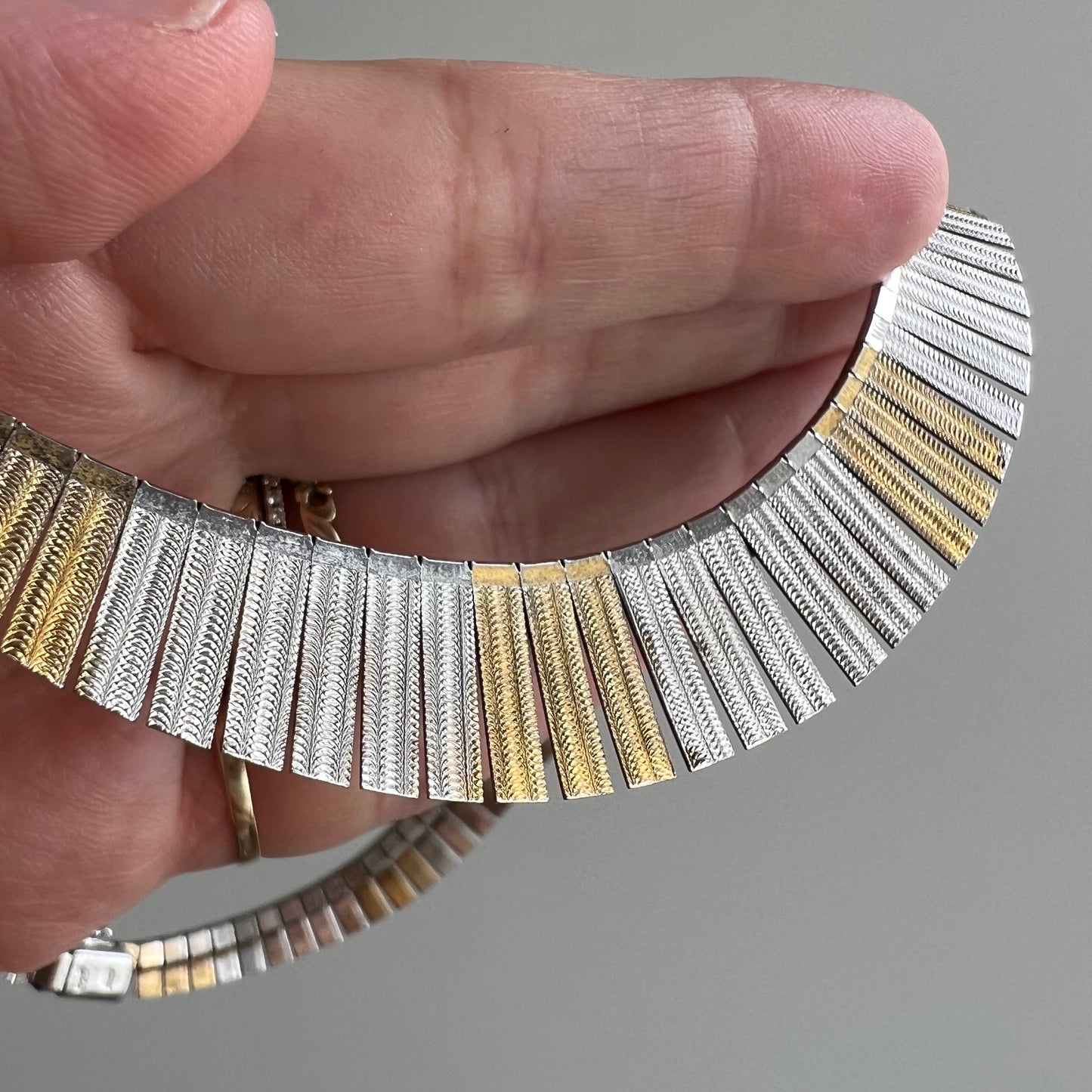 V I N T A G E // cleopatra's collar / sterling silver with gold overlay cleopatra style necklace / just over 15.57" long