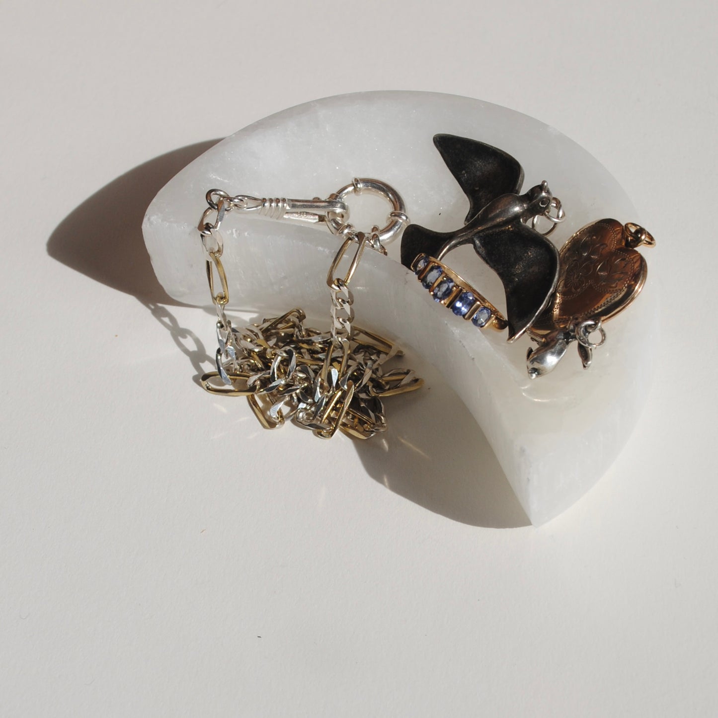 V I N T A G E // retro forget me not / 1940s 10k GF over sterling silver heart locket / a pendant