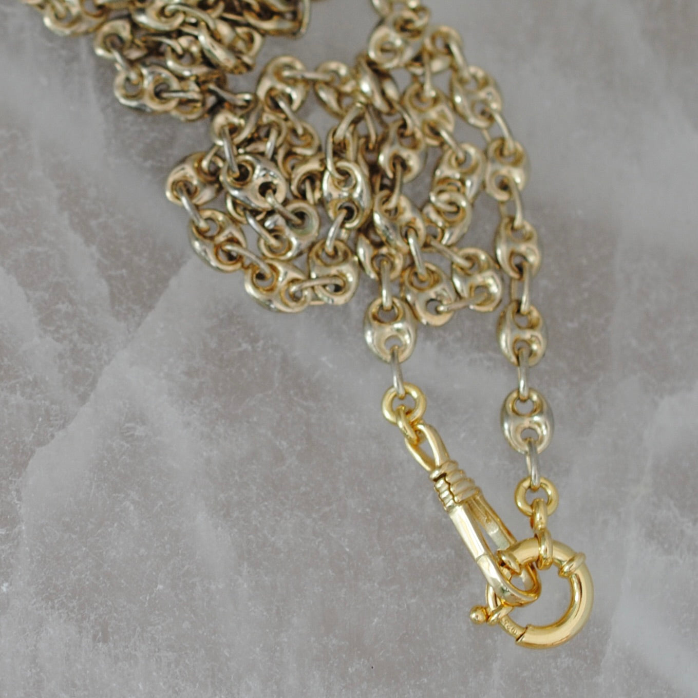 reimagined V I N T A G E // modern day watch chain / re-worked gold over sterling silver puffy mariner link chain / 25.5", 24.3g