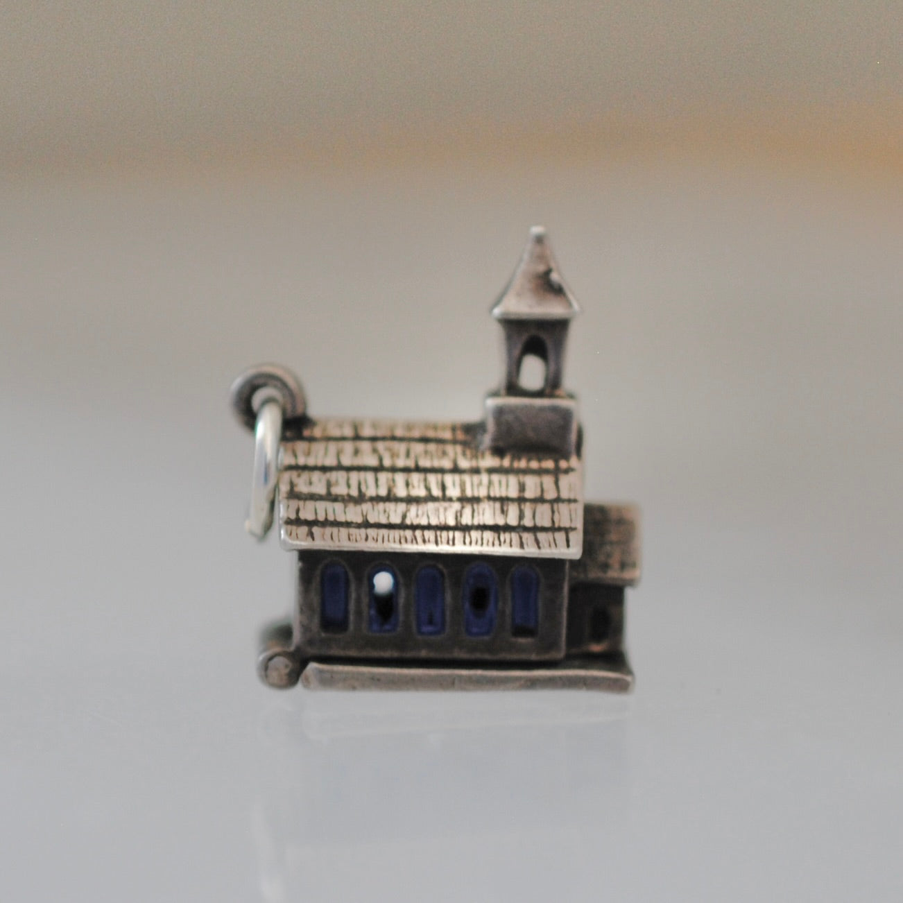 V I N T A G E // house of worship / sterling silver and enamel church / a pendant