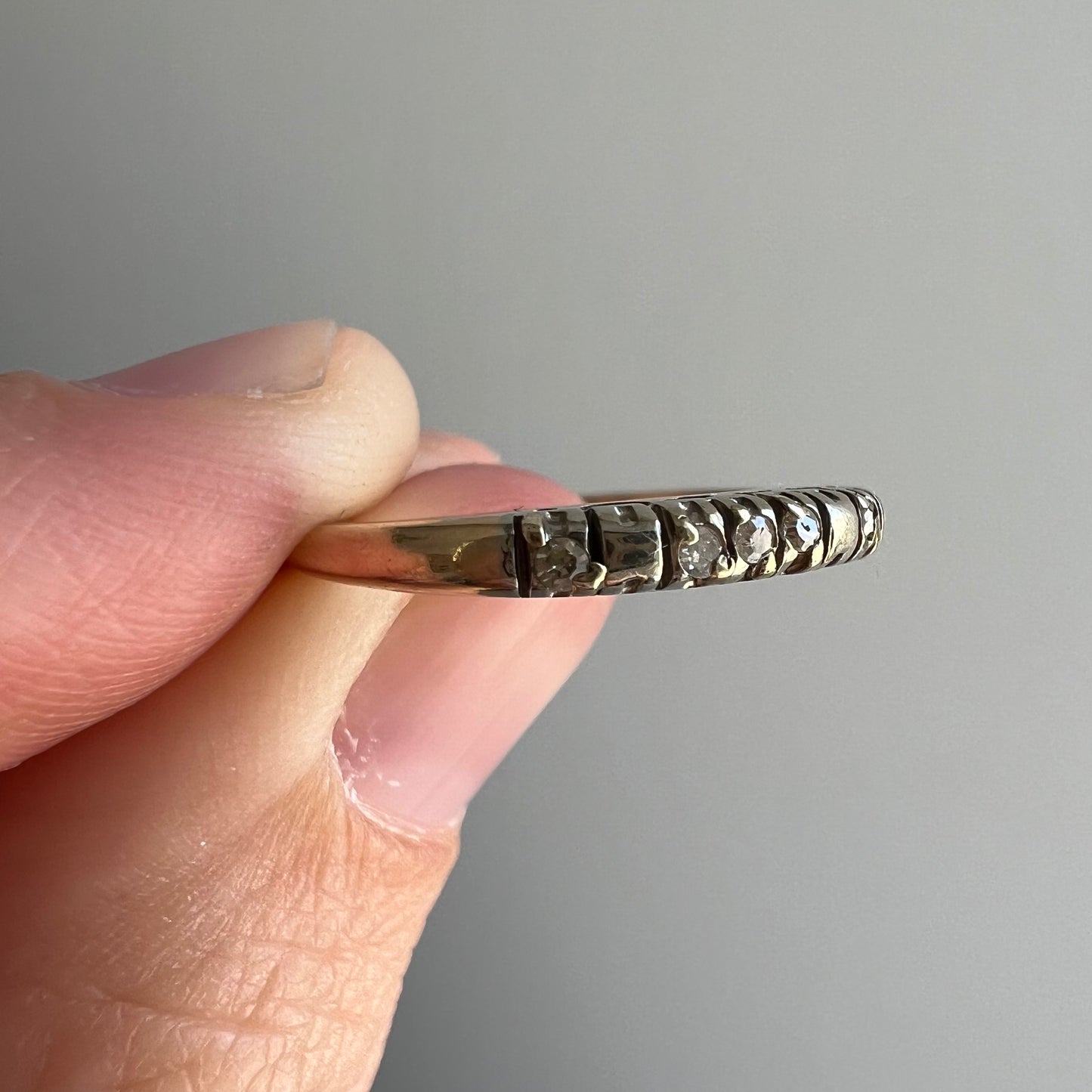 V I N T A G E // five stone stacker / 10k gold and diamond ring / size 6.25