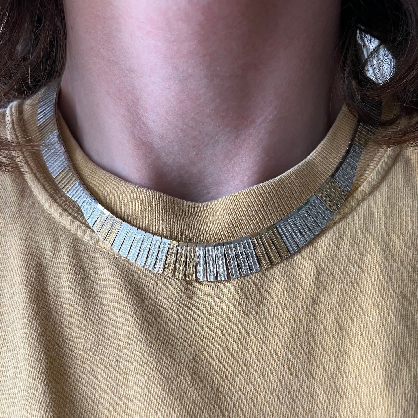 V I N T A G E // cleopatra's collar / sterling silver with gold overlay cleopatra style necklace / just over 15.57" long