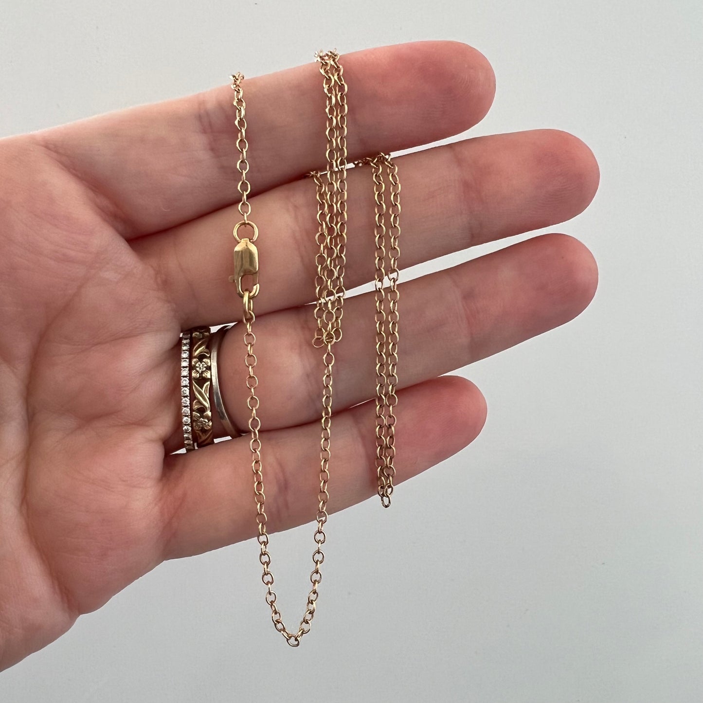 V I N T A G E // dainty cable / 14k yellow gold 1.5mm cable link chain / 17"