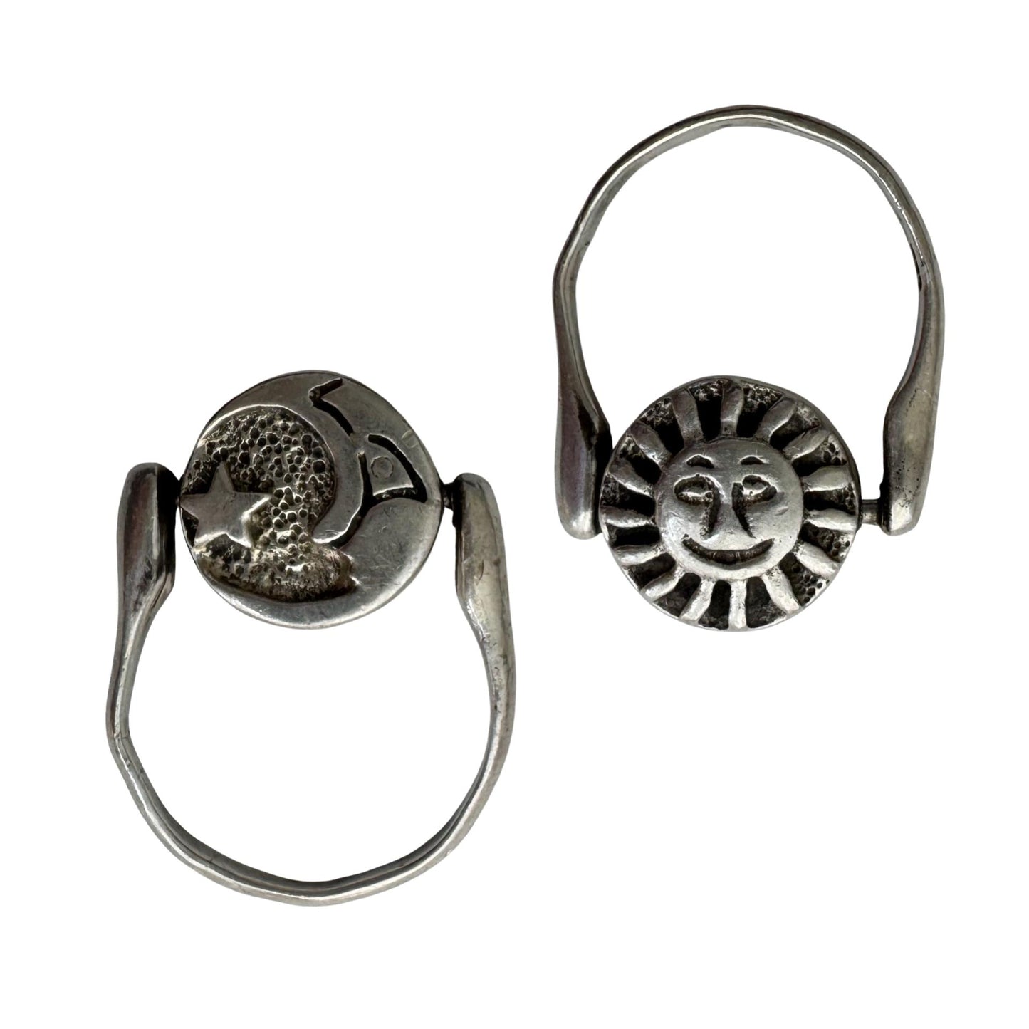 V I N T A G E // familiar cycle / sterling silver sun and moon face flip ring / size 7