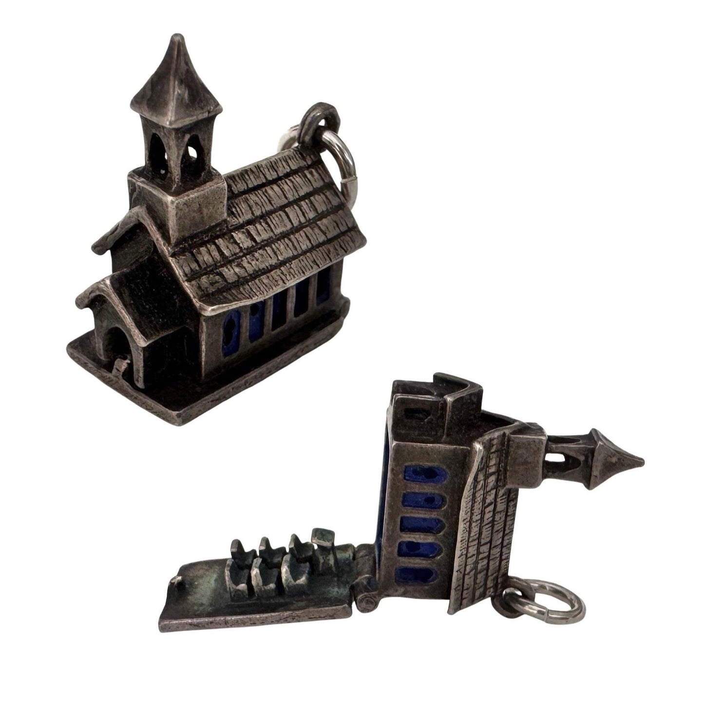 V I N T A G E // house of worship / sterling silver and enamel church / a pendant