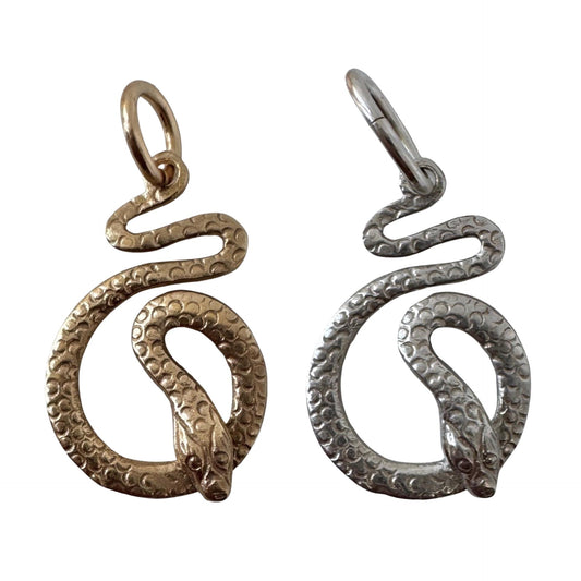 N E W // shedding the old / 14k yellow gold or sterling silver snake pendant