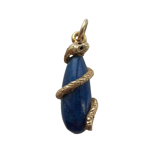 reimagined A N T I Q U E // a snake and her treasure / 14k yellow gold and lapis lazuli / a conversion pendant