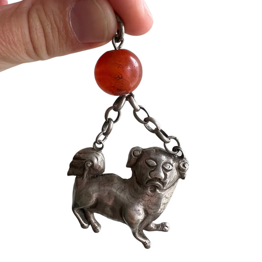 A N T I Q U E // grumpiest dog / Qing dynasty silver dog pendant