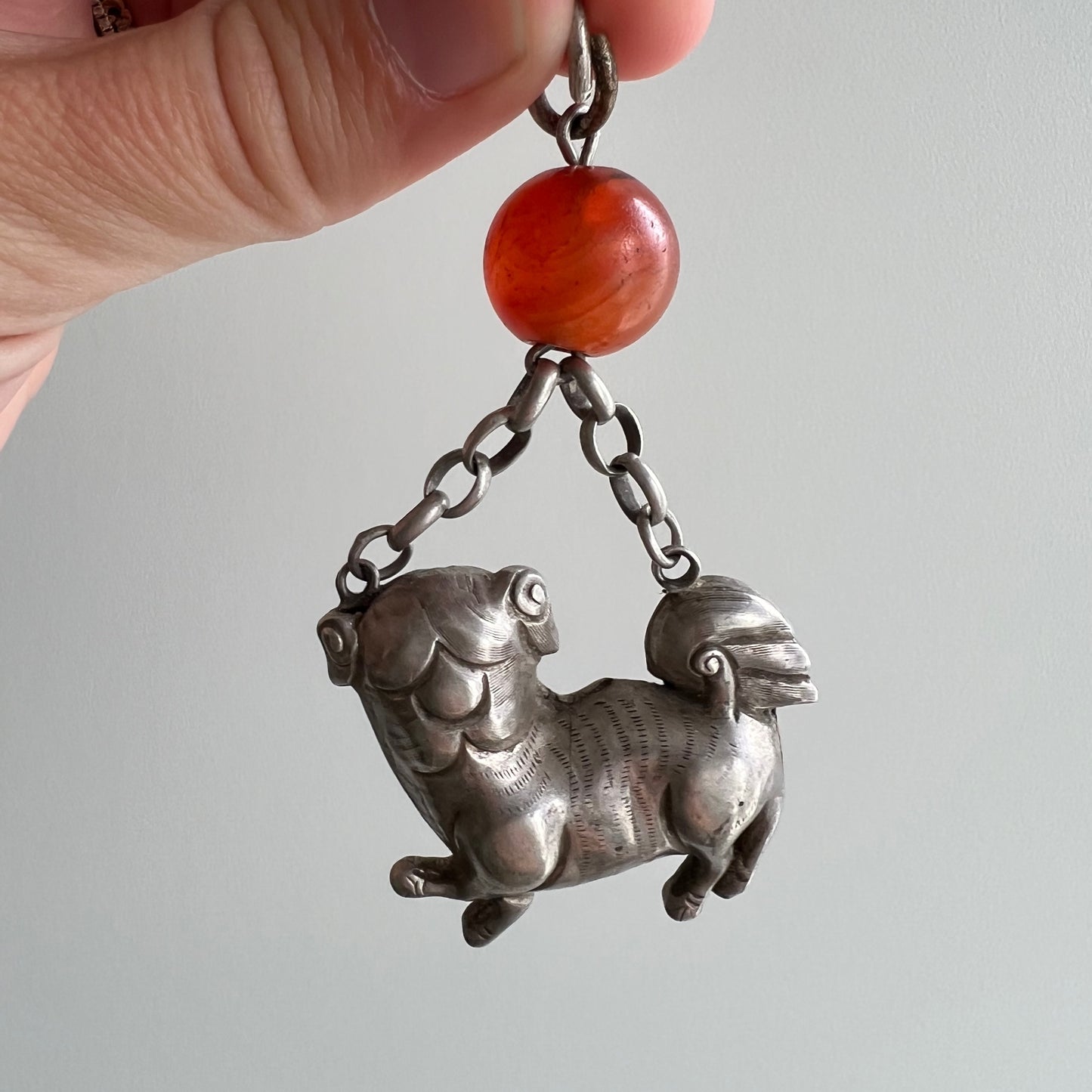 A N T I Q U E // grumpiest dog / Qing dynasty silver dog pendant