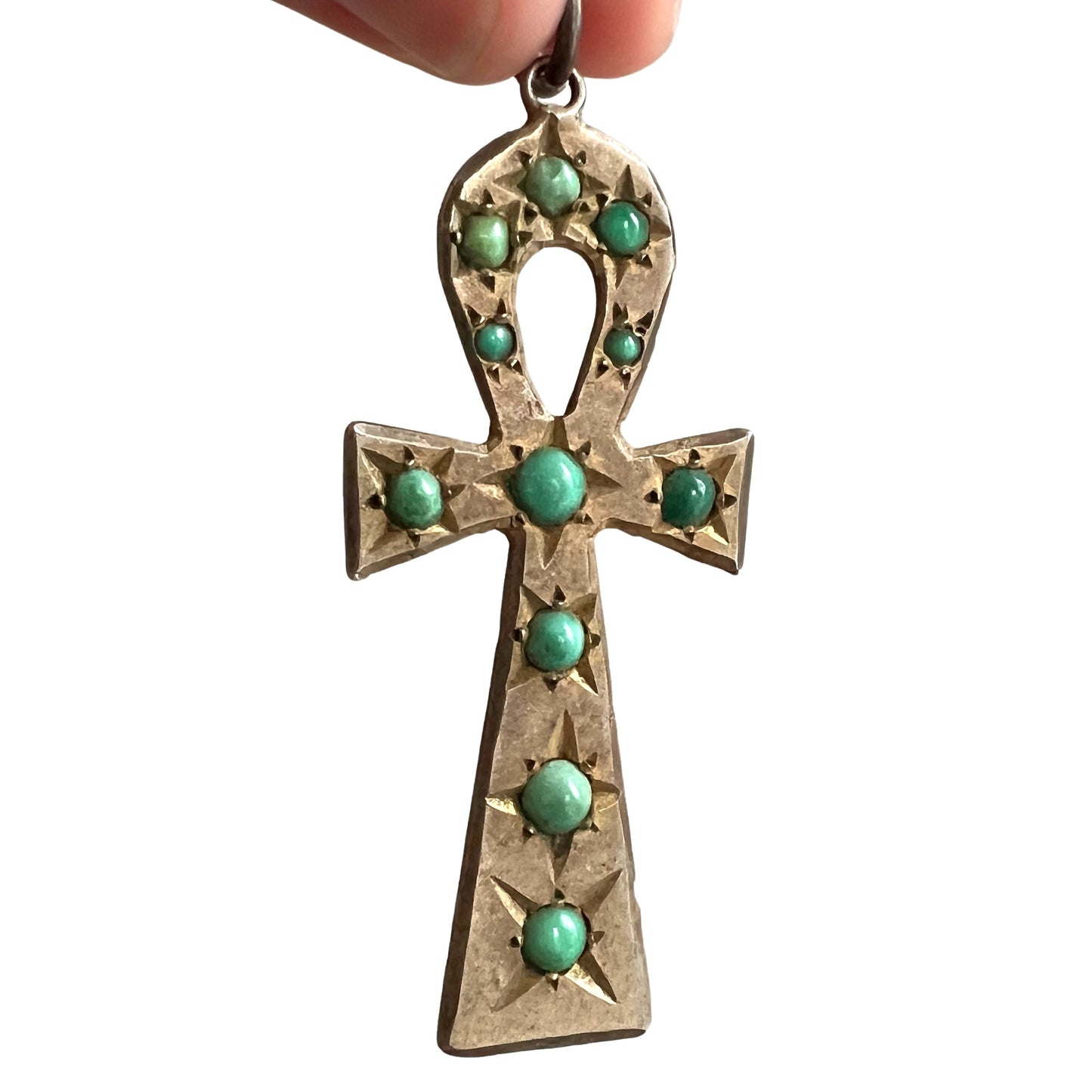 very V I N T A G E // turquoise key of life / sterling silver and turquoise Egyptian Ankh / a pendant