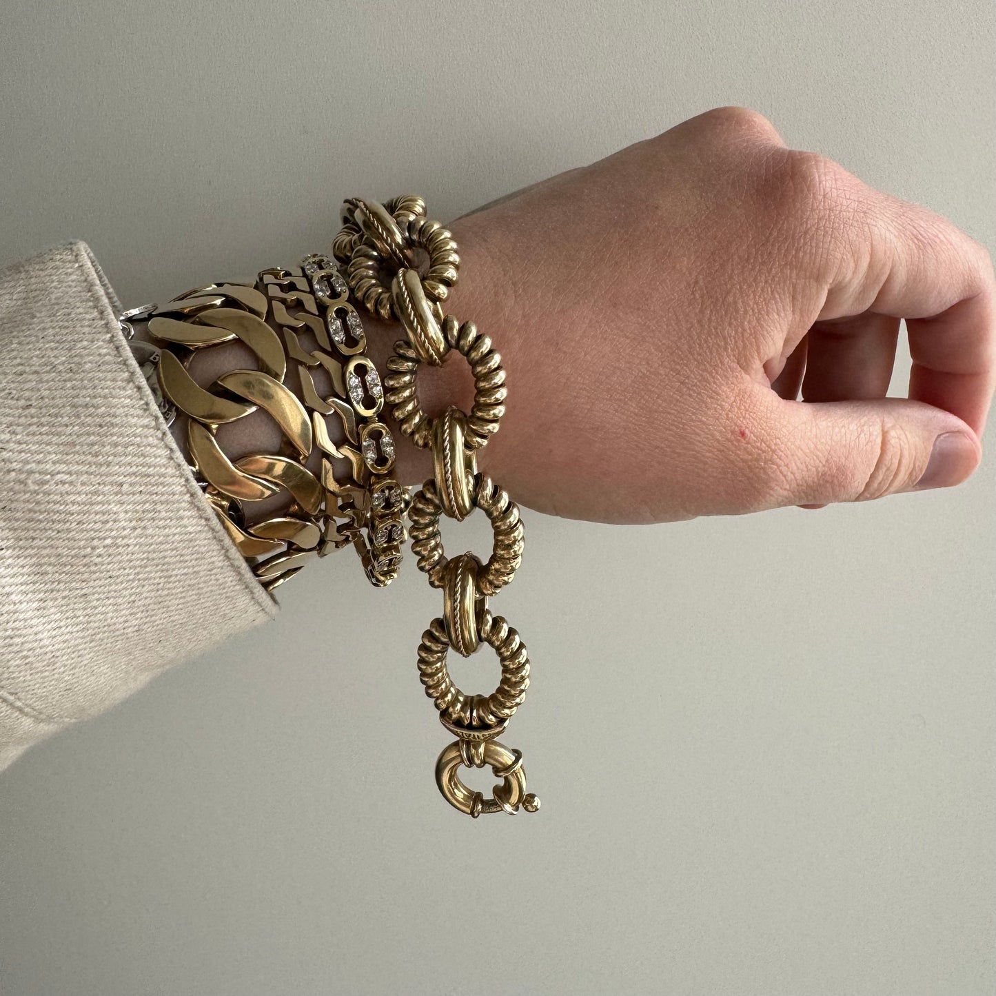 V I N T A G E // all linked up / chunky sterling silver link bracelet with gold vermeil / 8", 29g