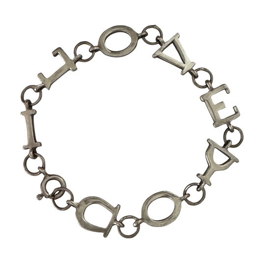 V I N T A G E // I love you / sterling silver I LOVE YOU link bracelet / 8", 13.9g