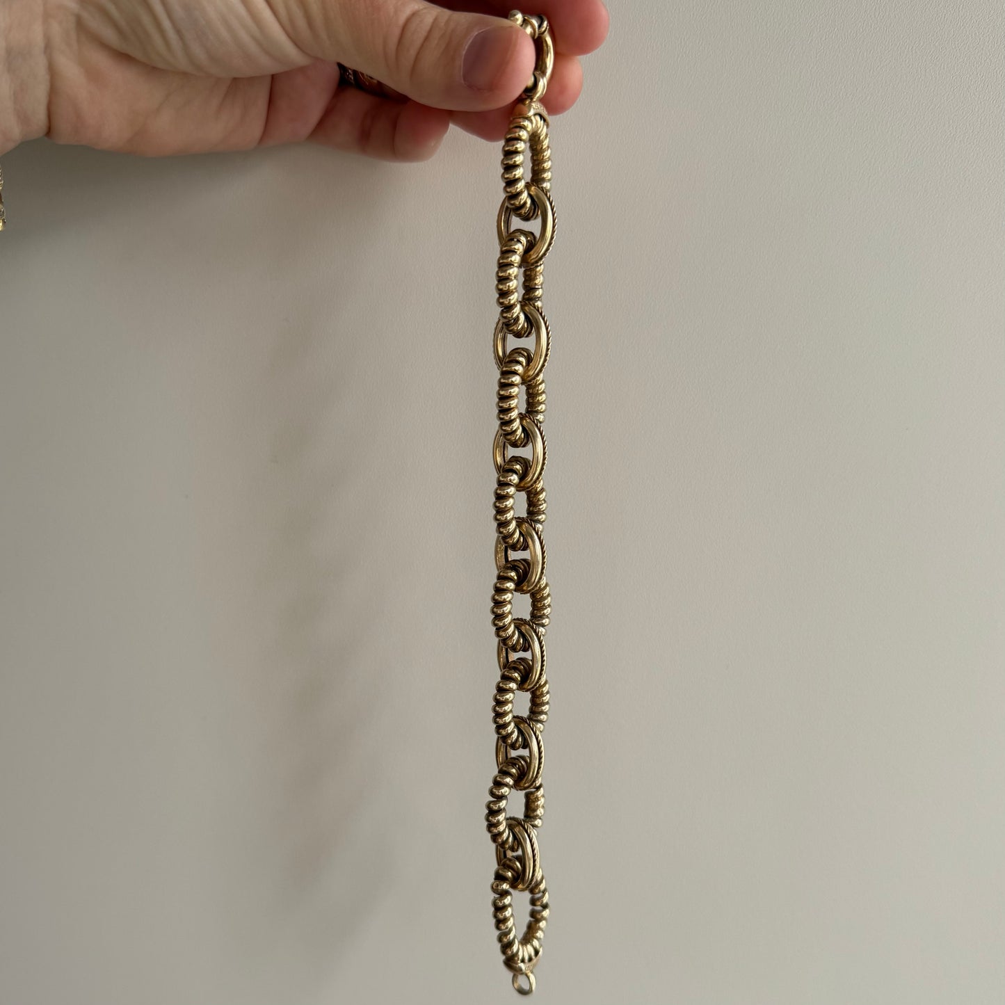 V I N T A G E // all linked up / chunky sterling silver link bracelet with gold vermeil / 8", 29g