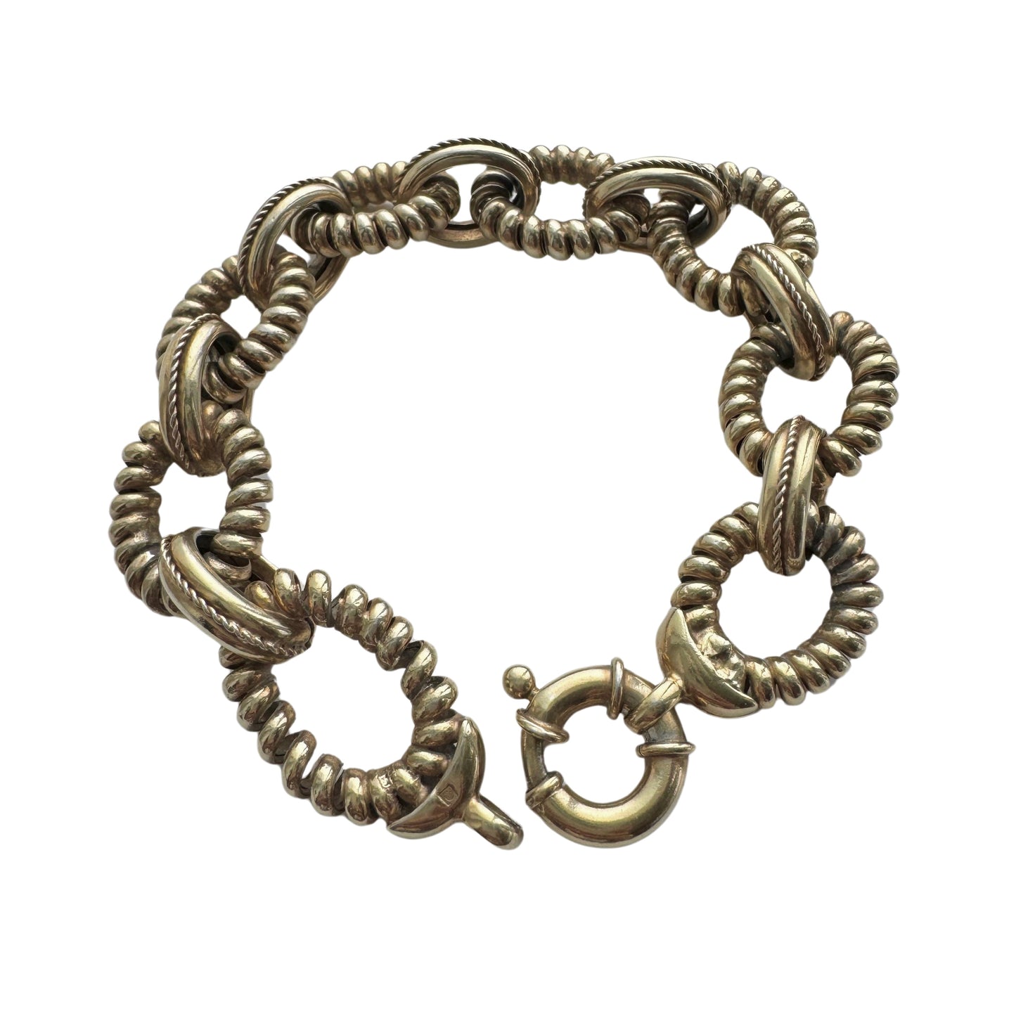 V I N T A G E // all linked up / chunky sterling silver link bracelet with gold vermeil / 8", 29g