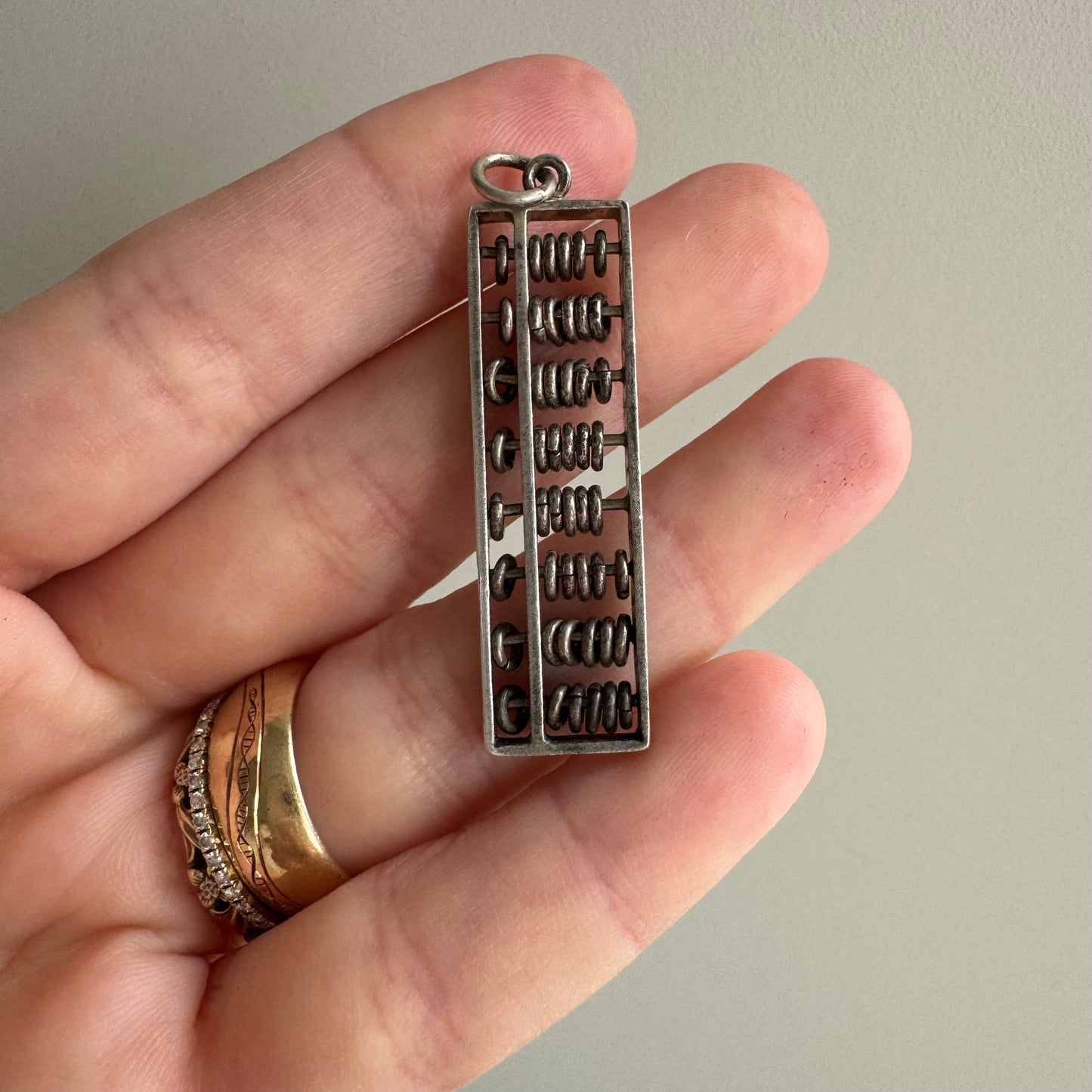 V I N T A G E // narrow accounting / sterling silver abacus / a pendant or large charm