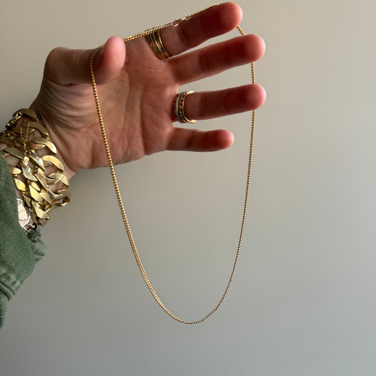 V I N T A G E // perfect curb / 14k yellow gold curb chain / 16.5", 4g