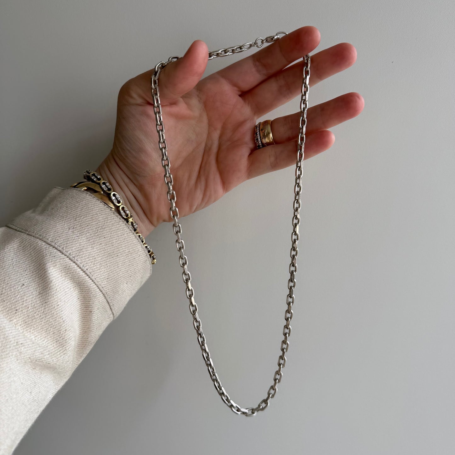 V I N T A G E // classic biker / sterling silver sturdy biker chain / 20", 28g