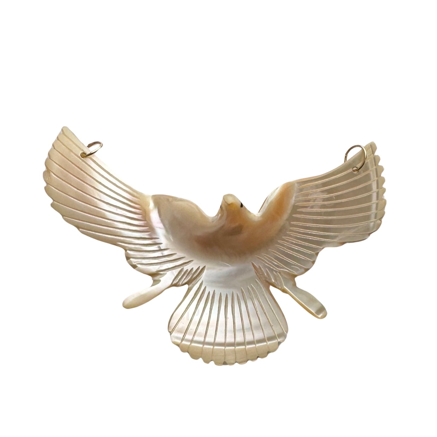 V I N T A G E // spectacular flight / 14k yellow gold and carved shell bird in flight / a huge pendant