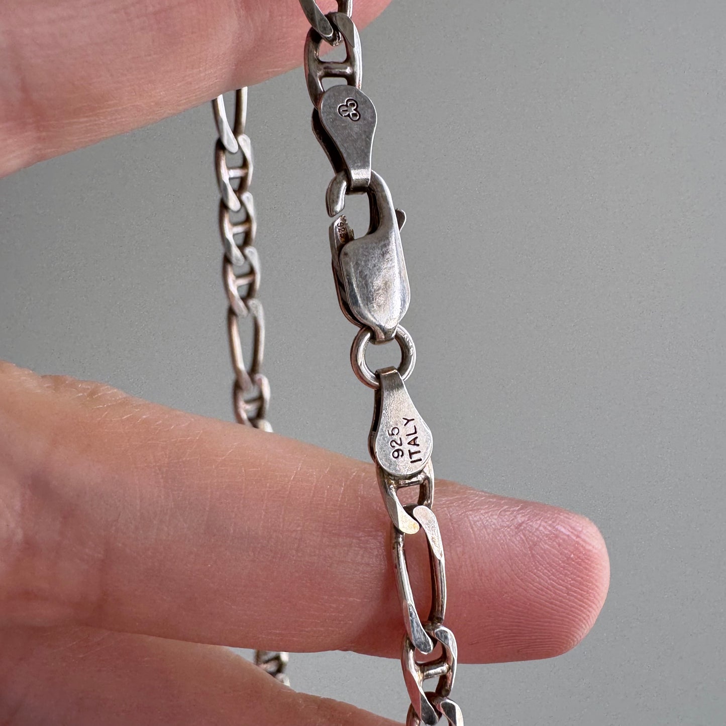 V I N T A G E // classic figamariner / sterling silver figaro mariner chain / 20", 11g