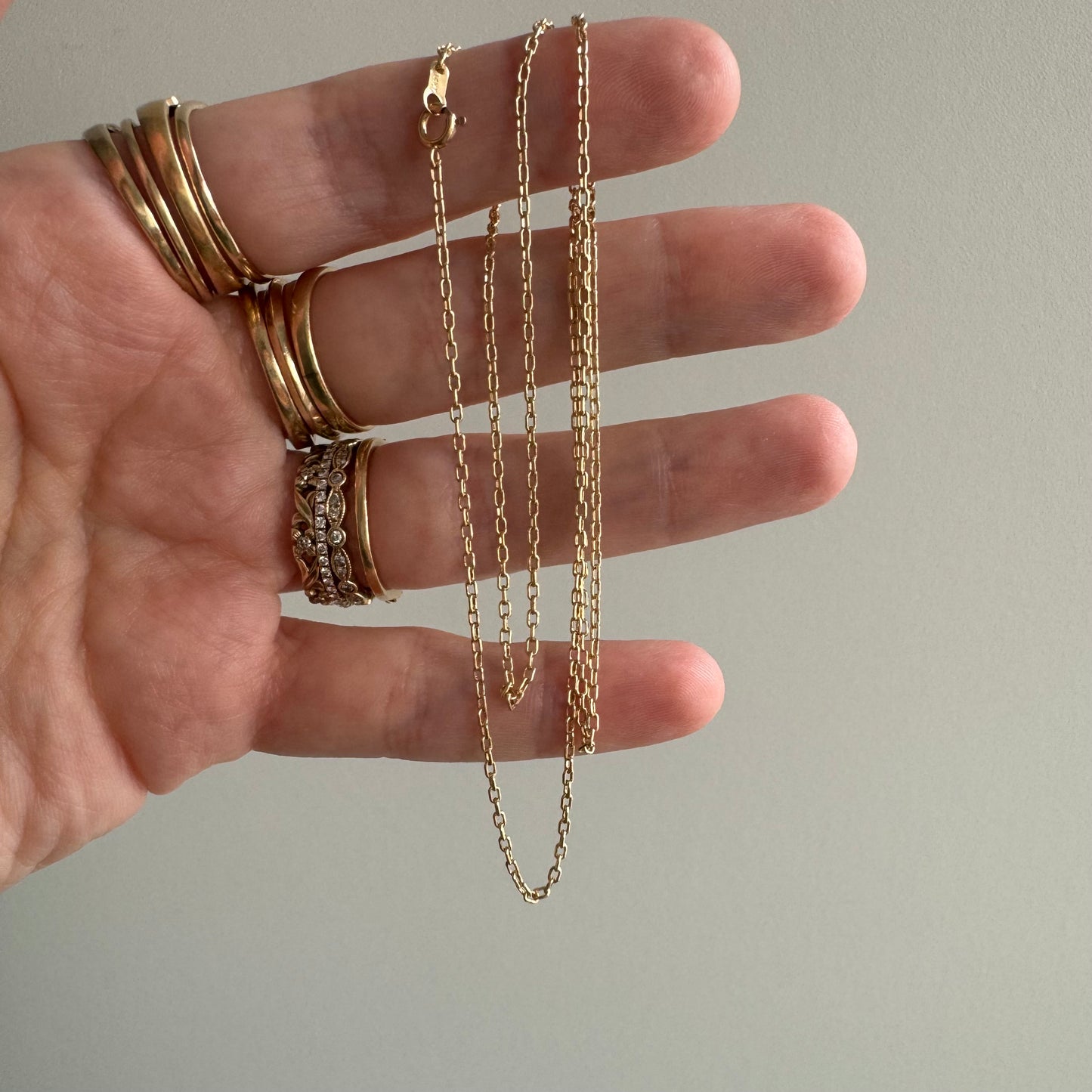 V I N T A G E // dainty biker / 14k yellow gold biker chain / almost 20", 2.3g