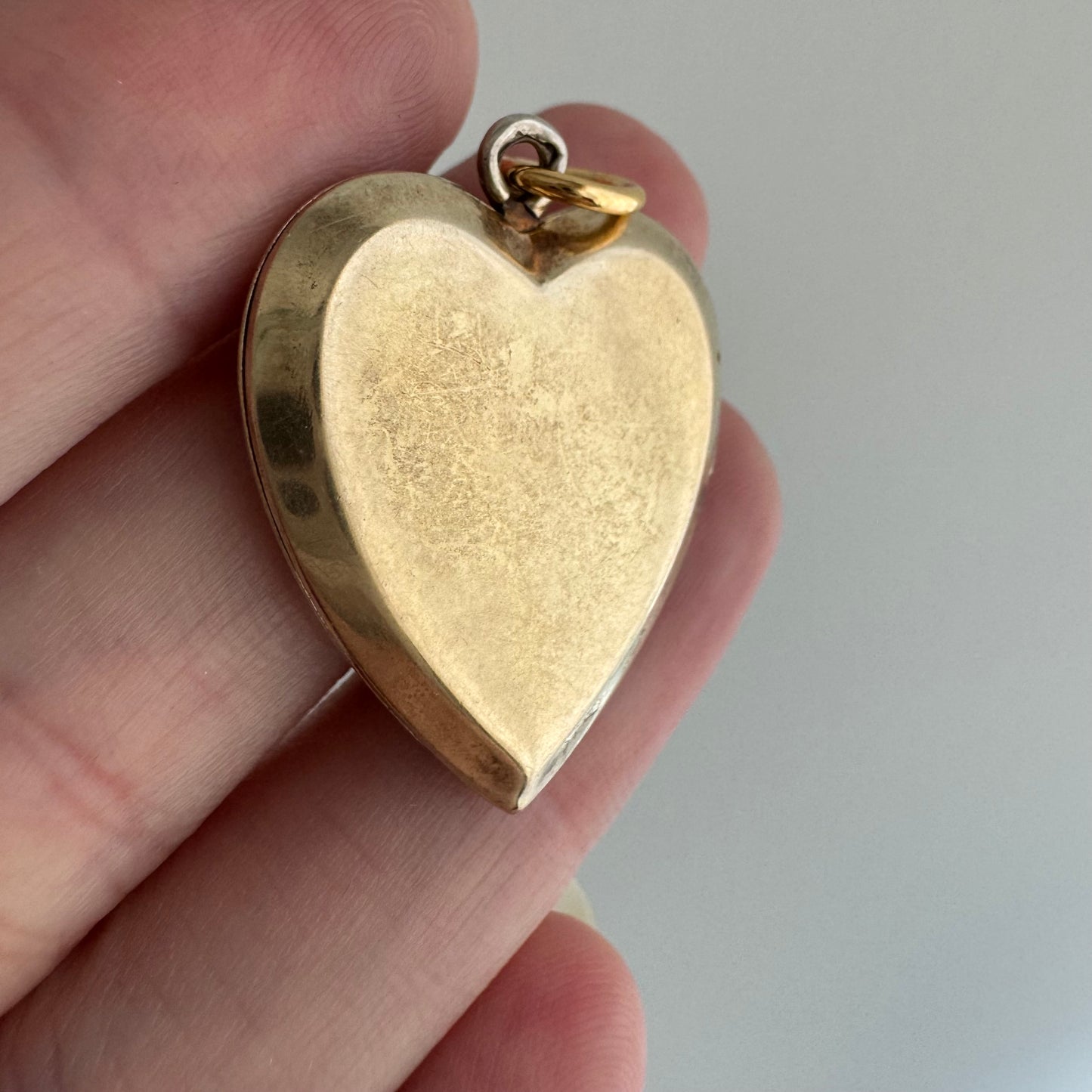 V I N T A G E // retro vine / 1940s fading gold over sterling silver heart locket / a pendant