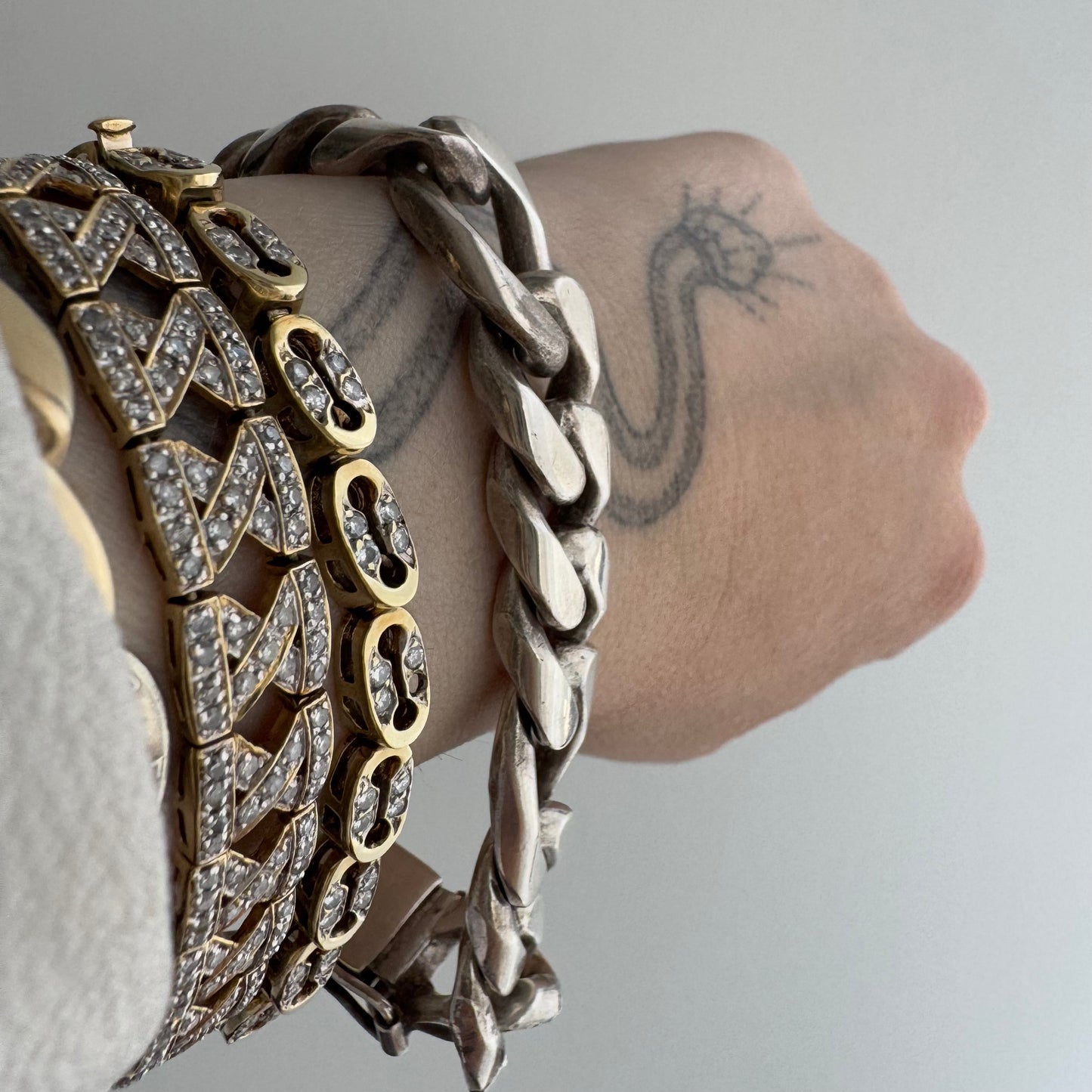 V I N T A G E // hefty silver / sterling silver figaro chain bracelet / 7.5", 66g