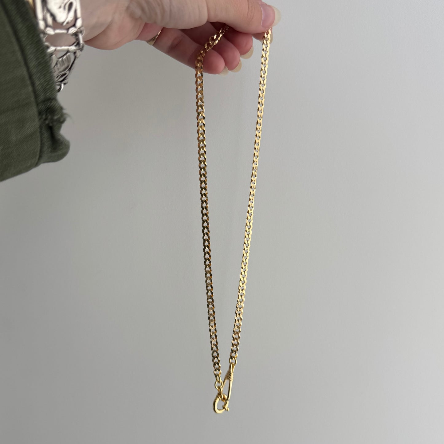 reimagined V I N T A G E // modern day watch chain / re-worked gold over sterling silver faceted flat curb chain / 19", 11.5g