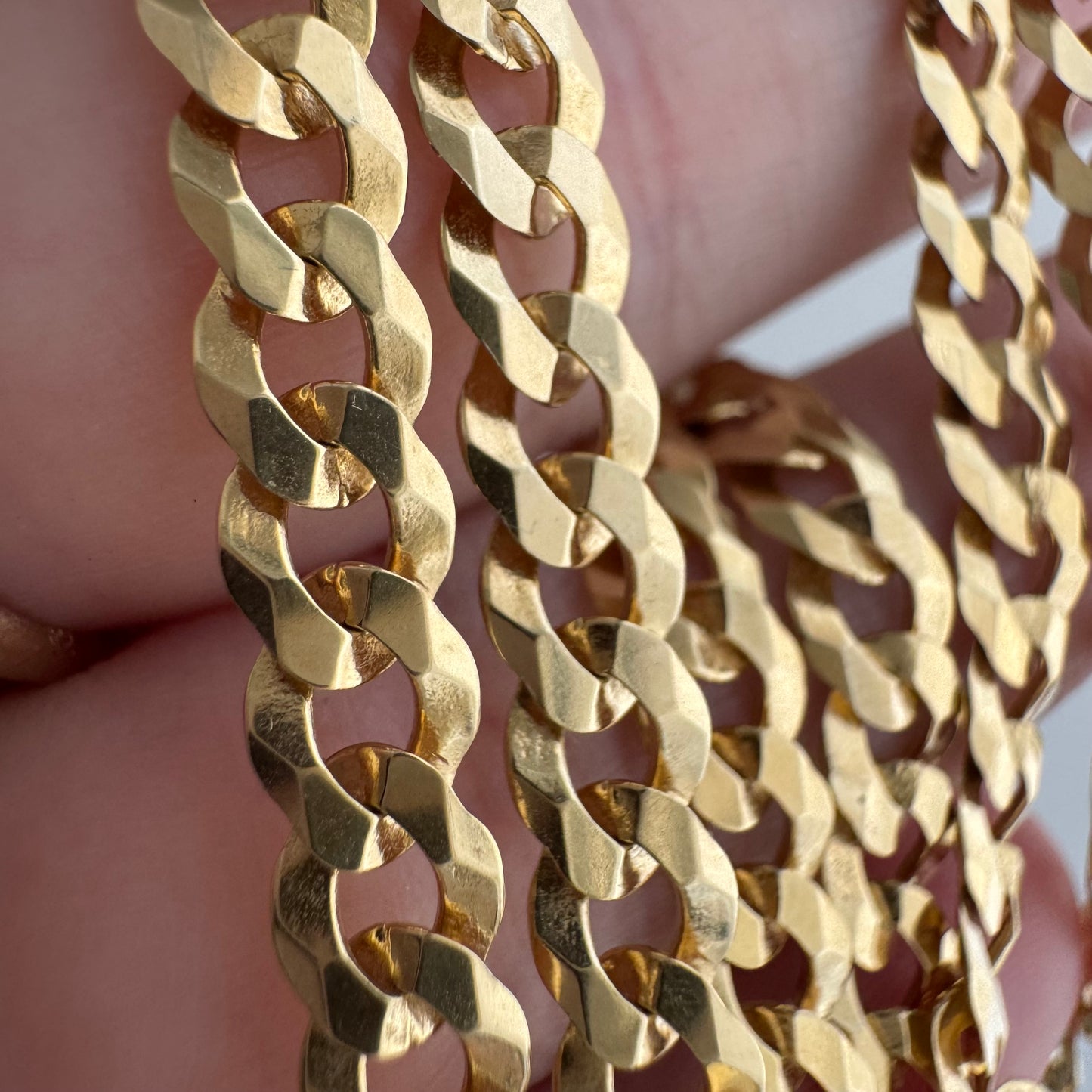 reimagined V I N T A G E // modern day watch chain / re-worked gold over sterling silver faceted flat curb chain / 19", 11.5g