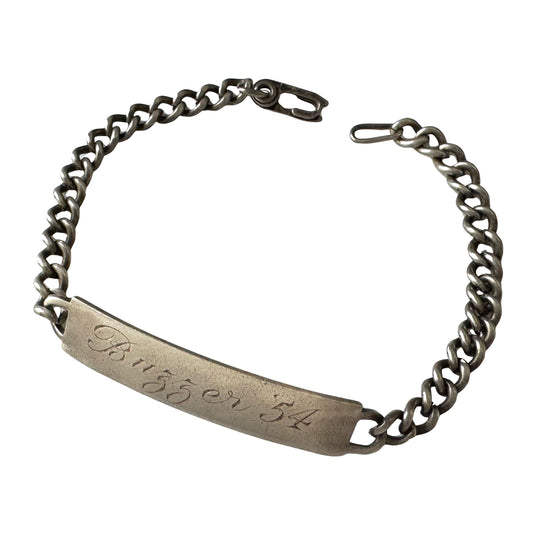 V I N T A G E // Buzzer '54 // sterling silver ID bracelet with sister clasp / 7.25", 11.2g