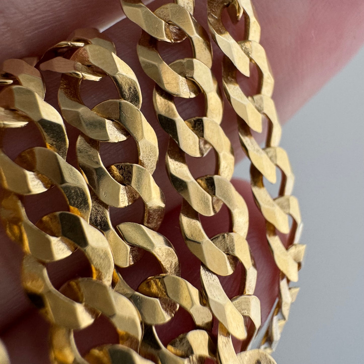 reimagined V I N T A G E // modern day watch chain / re-worked gold over sterling silver faceted flat curb chain / 19", 11.5g