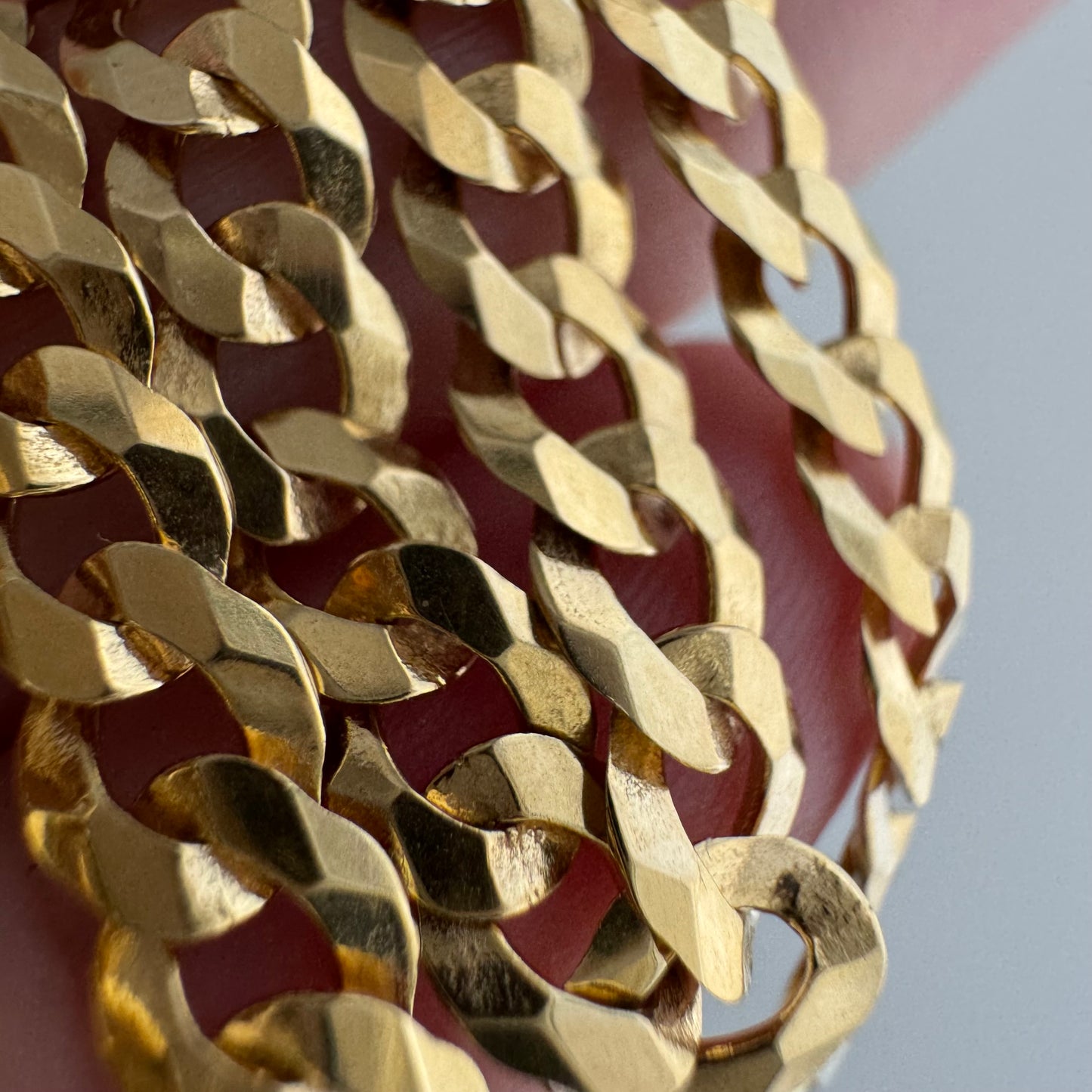 reimagined V I N T A G E // modern day watch chain / re-worked gold over sterling silver faceted flat curb chain / 19", 11.5g